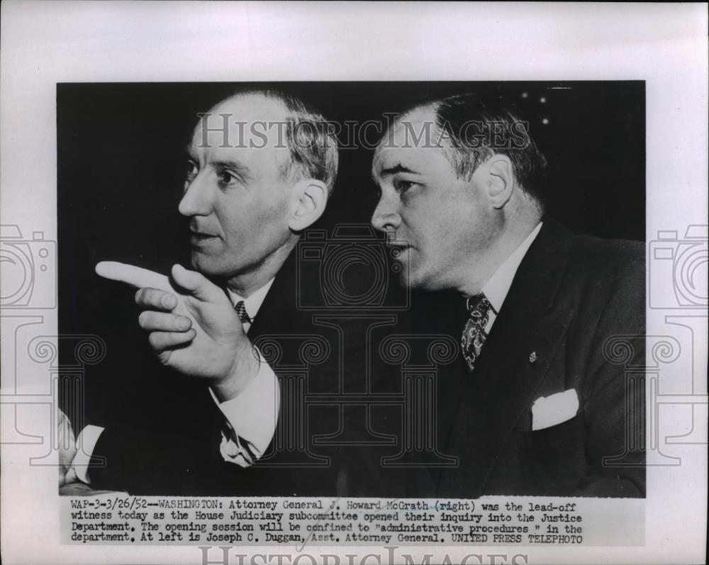 1952 Press Photo Attorney General J Howard McGrath and Joseph Duggan - nee45568 - Historic Images