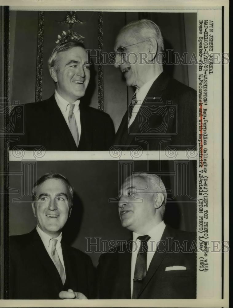 1967 Press Photo Washington Rep Cornelius Gassagher meets with John McCormack - Historic Images