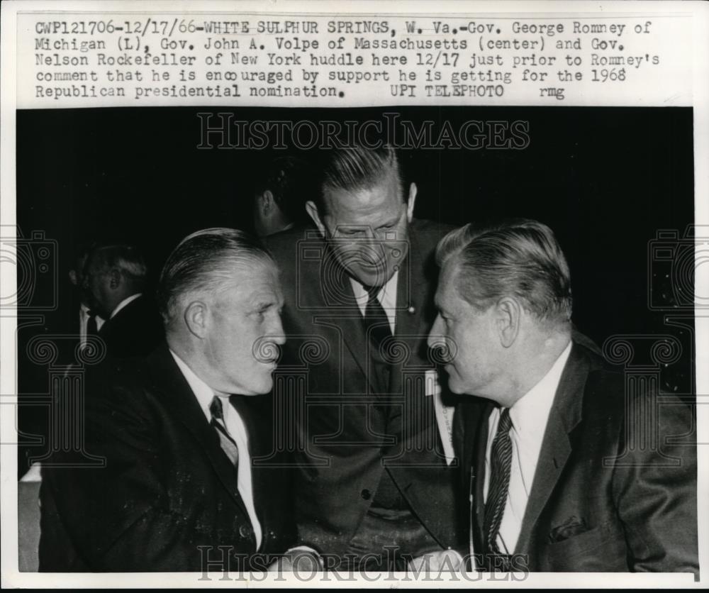 1966 Press Photo Gov. George Romney, Gov John A.Volpe , Gov Rockefeller White - Historic Images