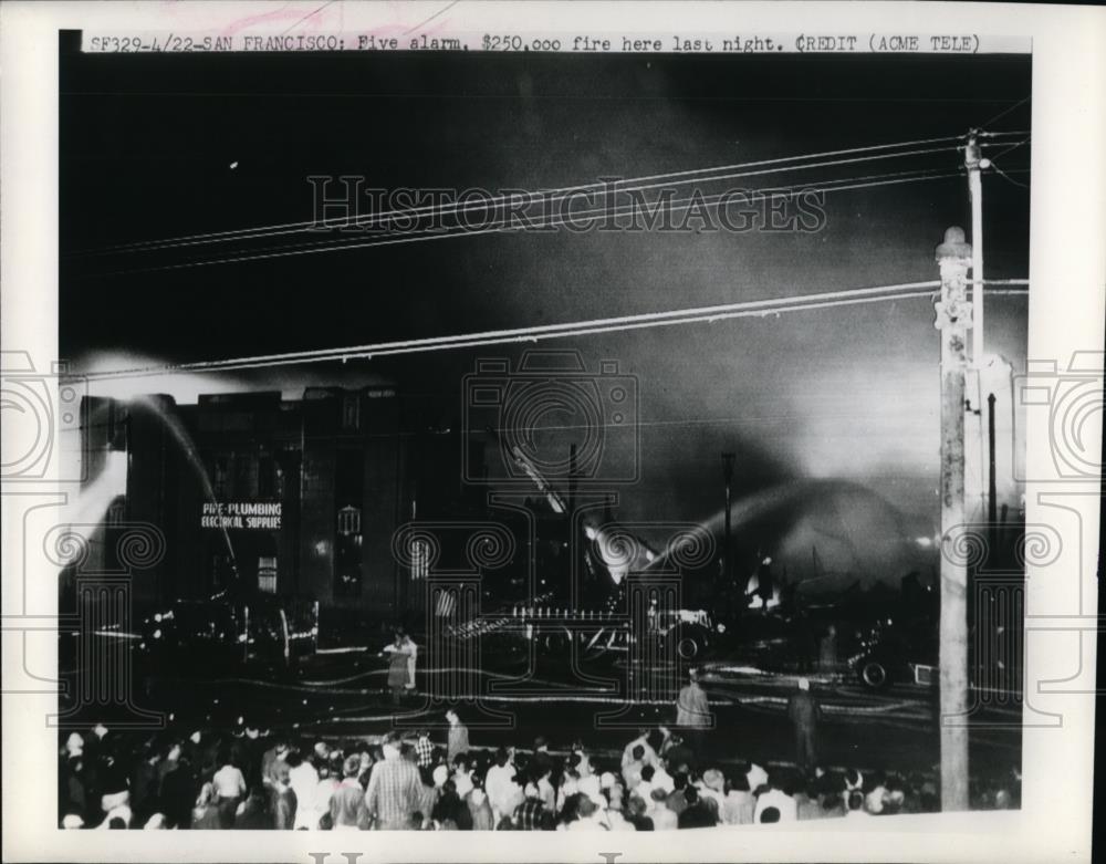 1951 Press Photo of a five alarm fire in San Francisco. - nee48458 - Historic Images