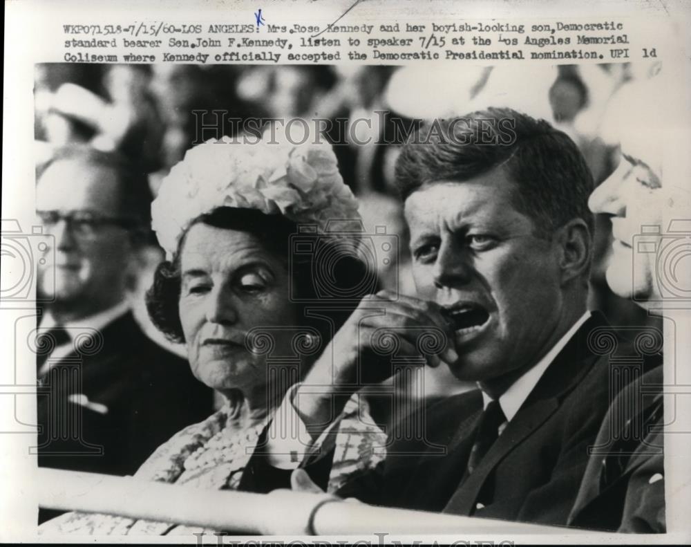 1960 Press Photo John F Kennedy and Mother Rose Kennedy in L.A. - Historic Images