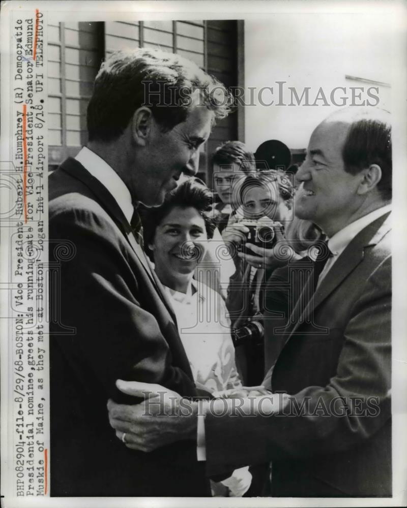 1968 Press Photo VP Hubert Humphrey and Sen Edmund Muskie in Boston - Historic Images