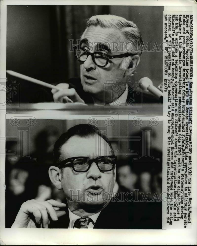 1971 Press Photo Sen Abraham RIbicoff (top) said late Rep Mendel Rivers So Car. - Historic Images