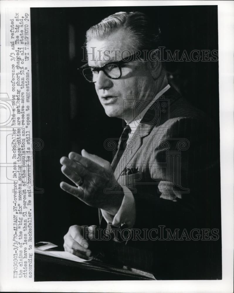 1970 Press Photo Gov. Nelson Rockefeller News Conference - Historic Images