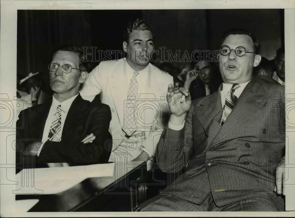 1938 Press Photo Charles Strohm with Edgar Bowerfind Testify at Hearing - Historic Images