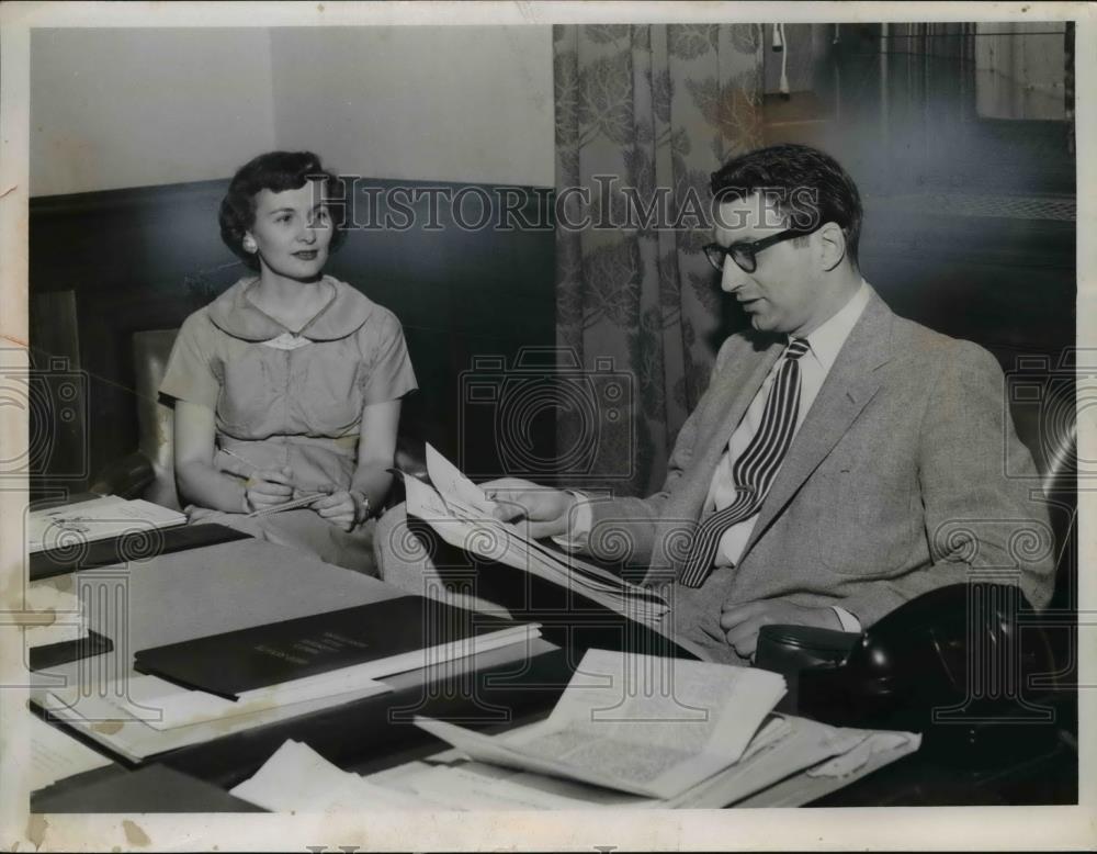 1957 Press Photo of Sen. Joe Bostunek and Winifred Unsels. - Historic Images