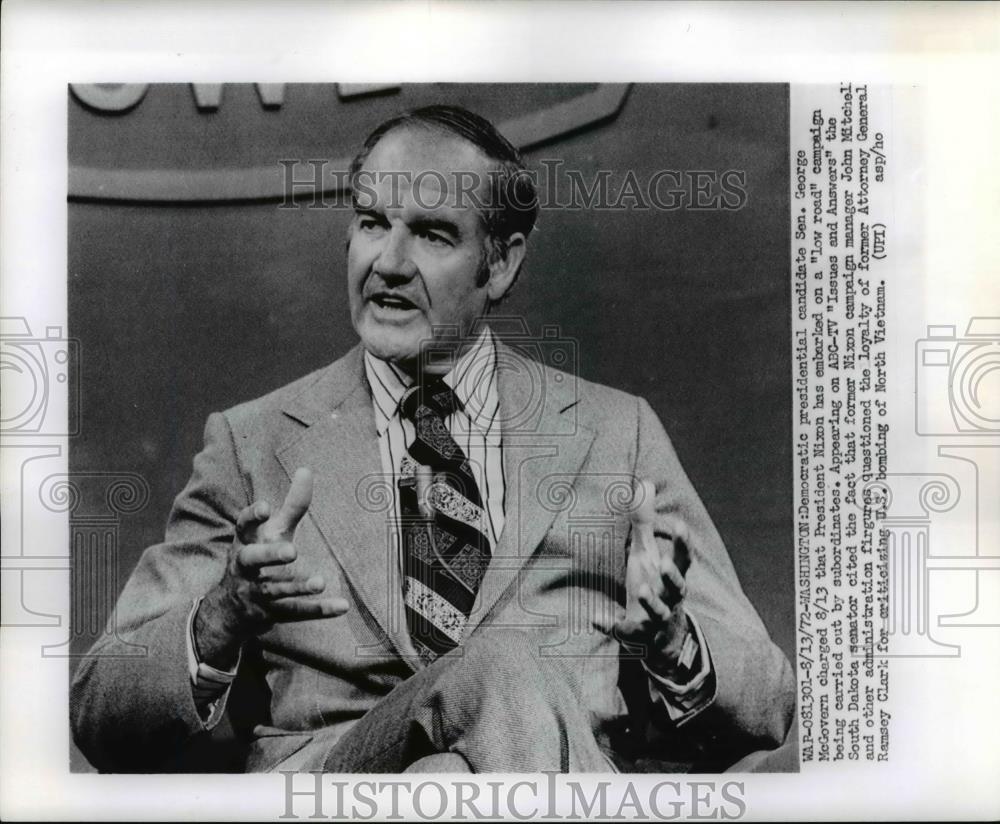 1972 Press Photo Dem. Presidential Candidate Sen. George McGovern - Historic Images