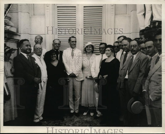 1933 Press Photo President Grau San Martin of Spain & Members of Benevolent Soci - Historic Images