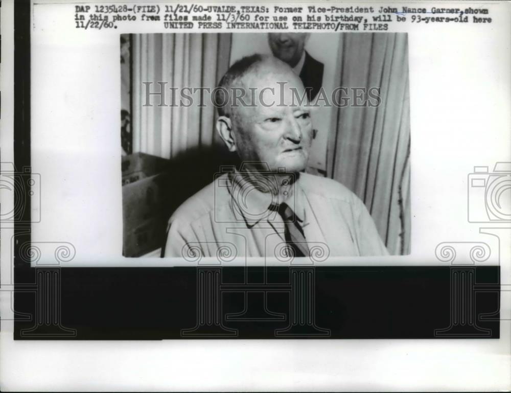 1960 Press Photo Vice President John Nance Garner - Historic Images