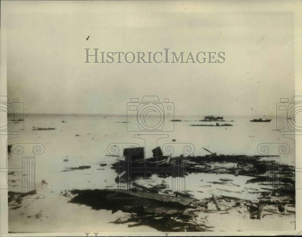 1926 Press Photo Houses Washed Away at Coast of Kitaura-machi, Akita-ken, Japan - Historic Images
