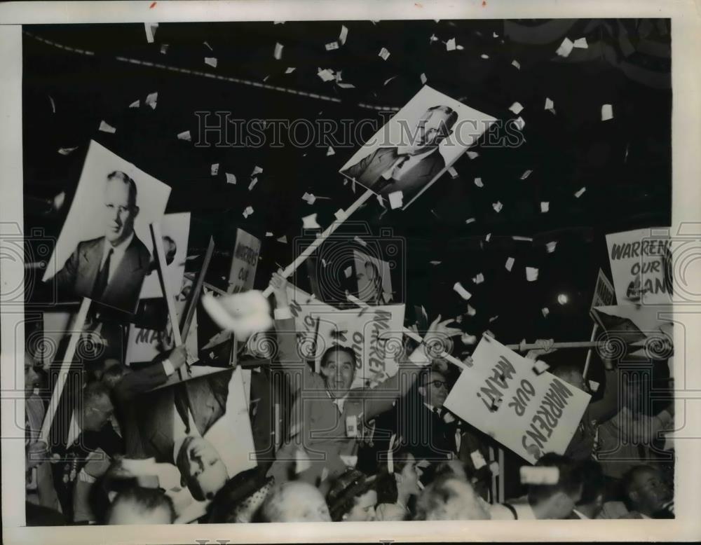 1948 Press Photo Philadelphia Convention Hall, California Delegates Celebrate. - Historic Images