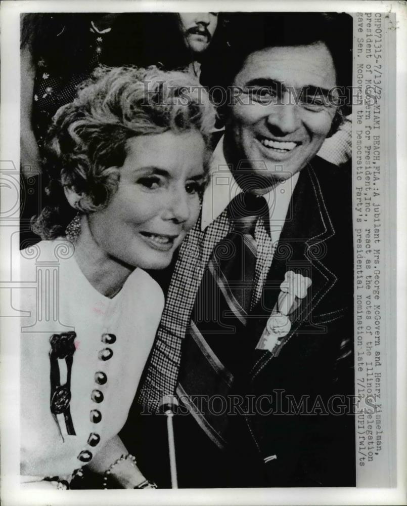 1972 Press Photo Eleanor McGovern, Henry Kimmelman at Democratic Convention - Historic Images
