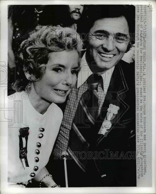 1972 Press Photo Eleanor McGovern, Henry Kimmelman at Democratic Convention - Historic Images