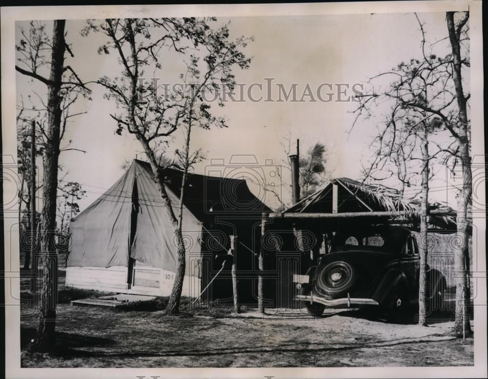 1936 Press Photo Tents at Harvey &amp; Noonan camp Florida Canal site - Historic Images