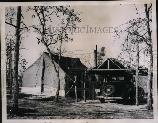 1936 Press Photo Tents at Harvey & Noonan camp Florida Canal site - Historic Images