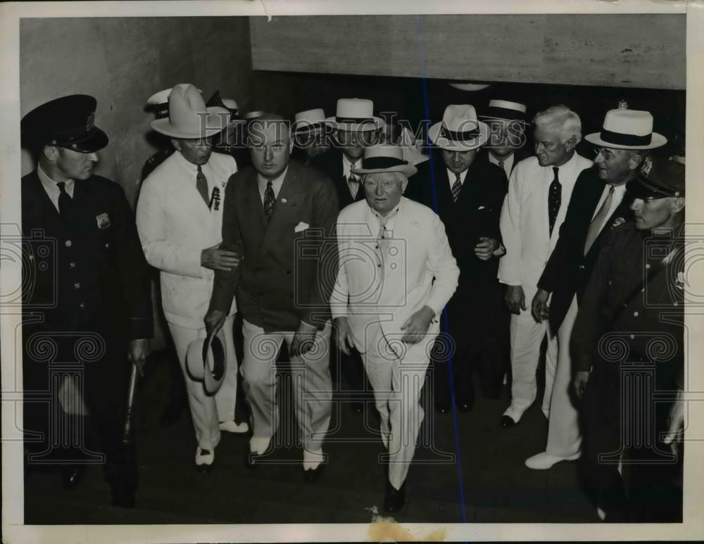 1936 Press Photo James A Farley and Vice President John Garner on arrival. - Historic Images