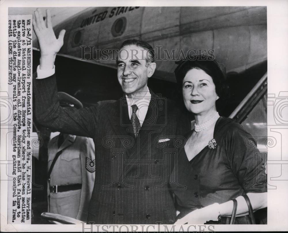 1951 Press Photo New York Governor W. Averell Harriman &amp; Wife - Historic Images