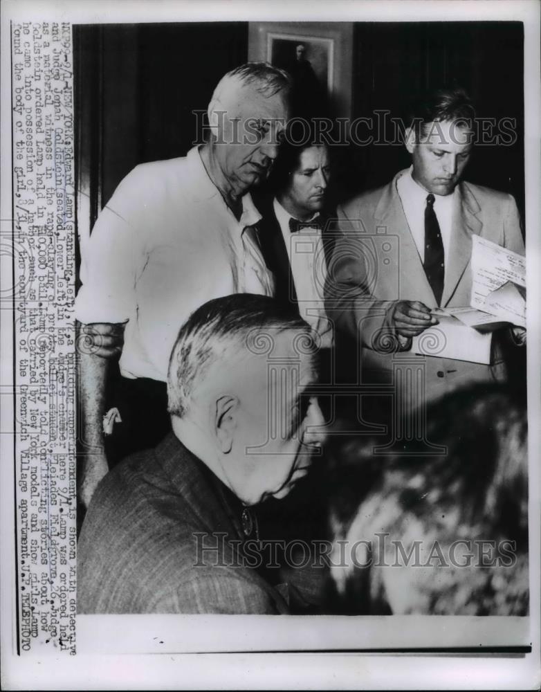 1956 Press Photo Edward Lamp and Detective and Judge Jonah Goldstein in New York - Historic Images