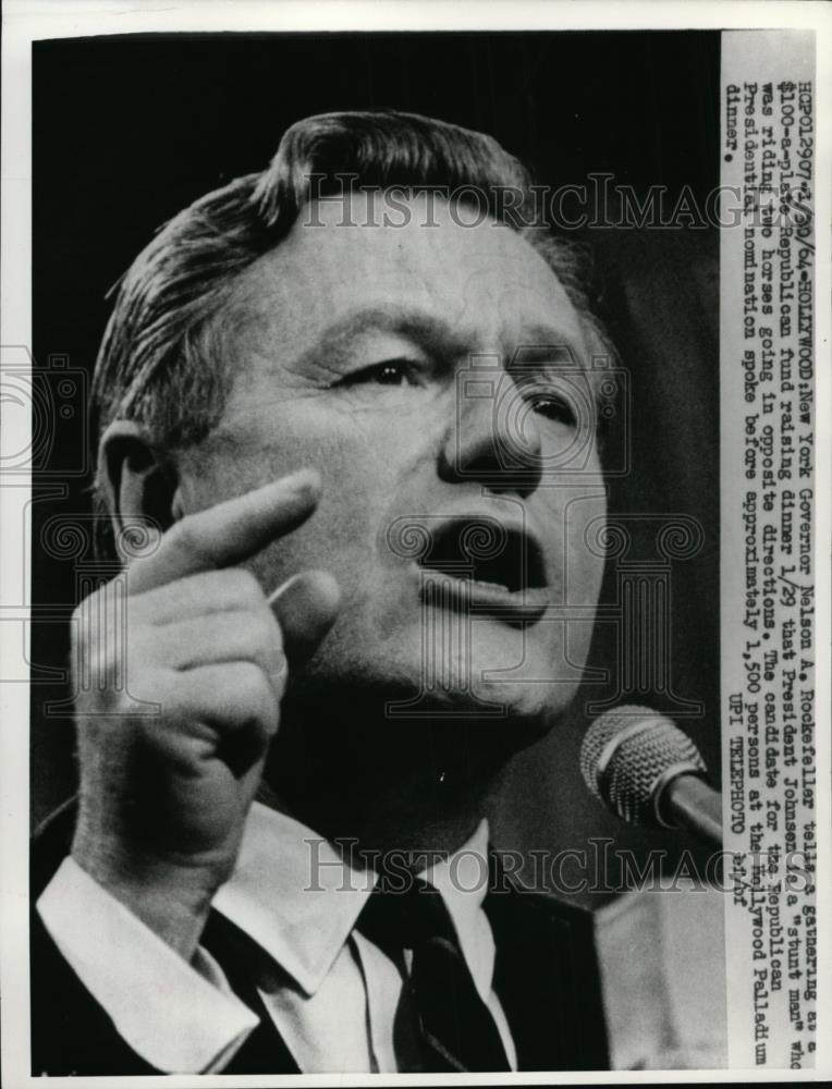 1964 Press Photo NY Gov. Nelson A Rockefeller fund raising dinner in Hollywood - Historic Images