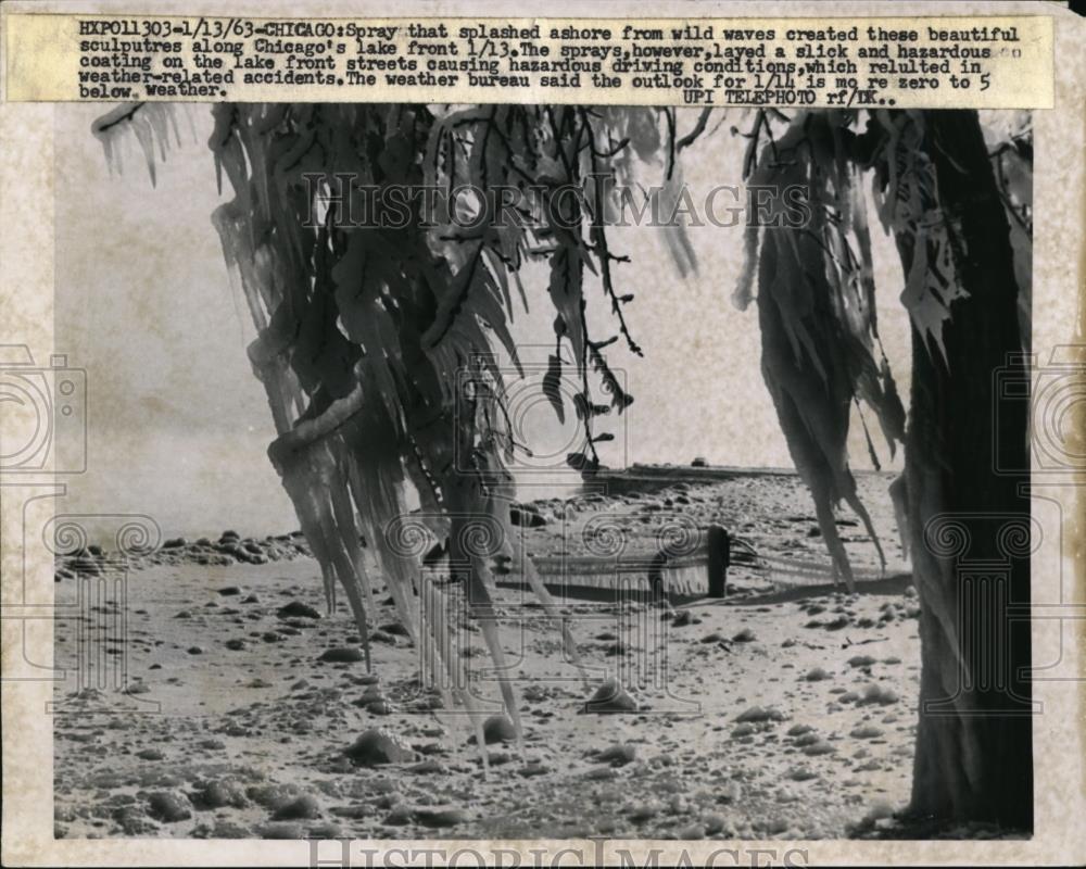 1963 Press Photo Sculptures Created by Sprayfront on Chicago Lake - nee48515 - Historic Images