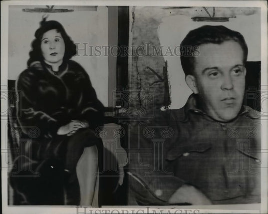 1938 Press Photo Mrs Alice Austin and Theodore Simmons held on murder charge. - Historic Images