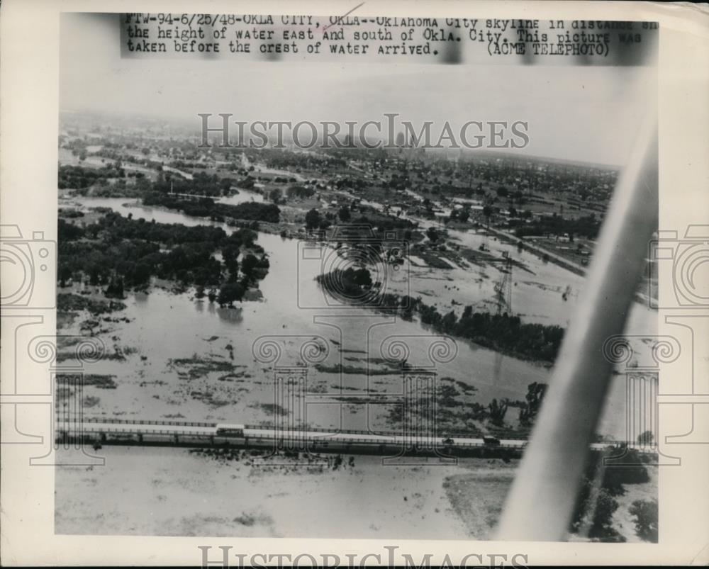 1948 Press Photo Okla City, OK city skyline before flooding - Historic Images