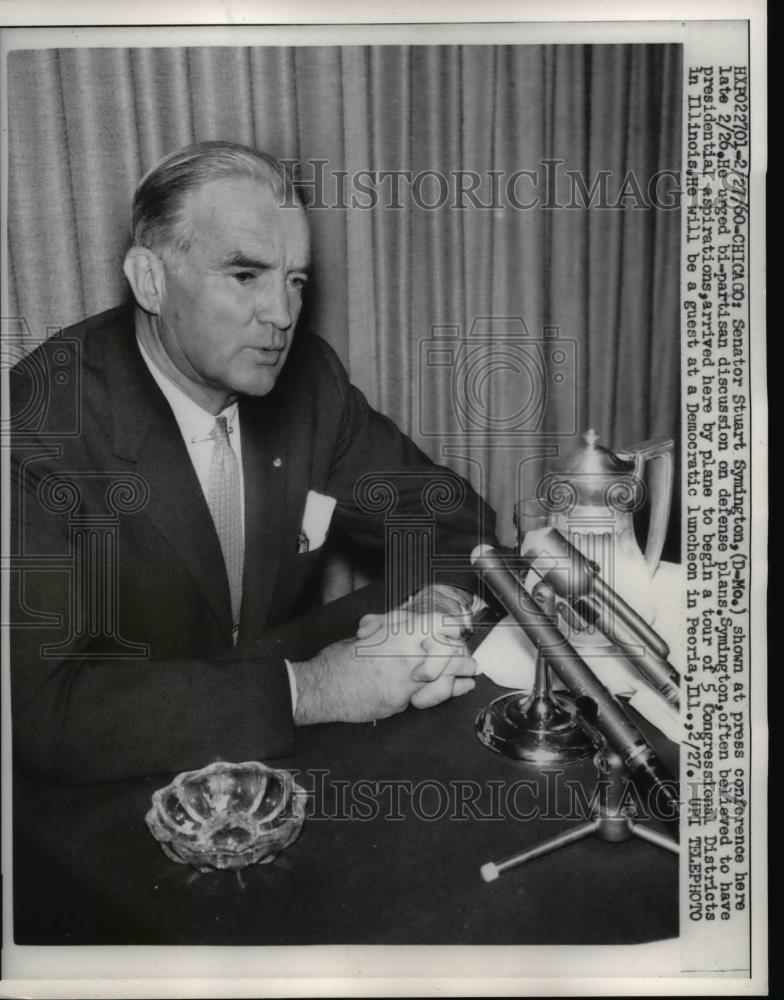 1960 Press Photo Senator Stuart Symington in Chicago - Historic Images