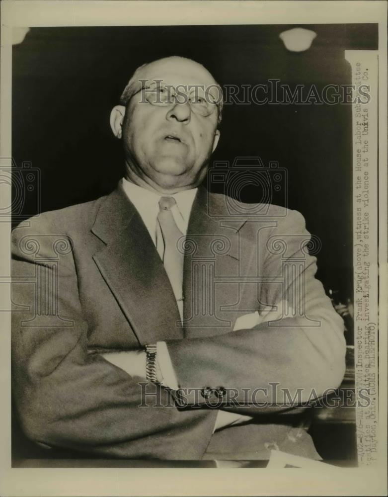 1948 Press Photo Inspector Frank Krug at Congress Committee Hearing - Historic Images