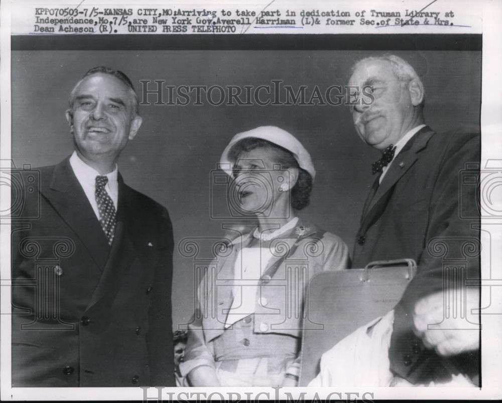 1957 Press Photo New York Governor W. Averell Harriman, Dean Acheson &amp; Wife - Historic Images