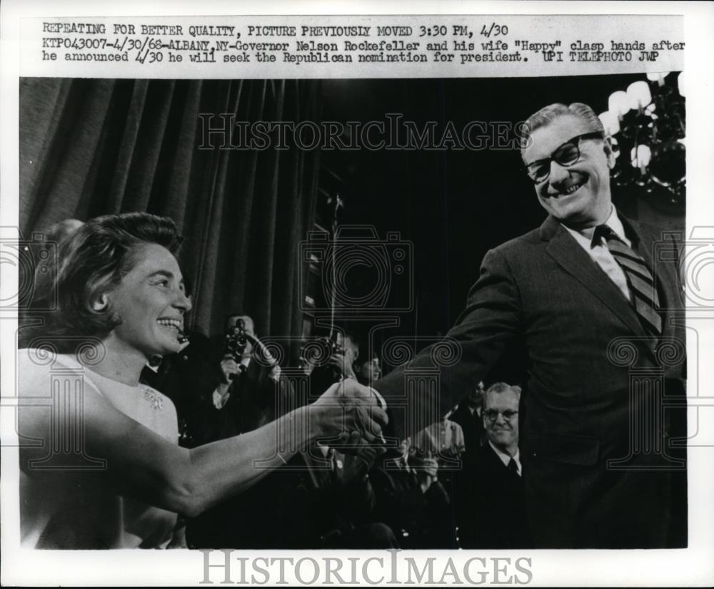 1968 Press Photo Governor Nelson Rockefeller and wife Happy seeks Republican - Historic Images