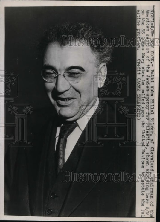 1947 Press Photo Cleveland Rabbi Abba Hillel Silver - Historic Images