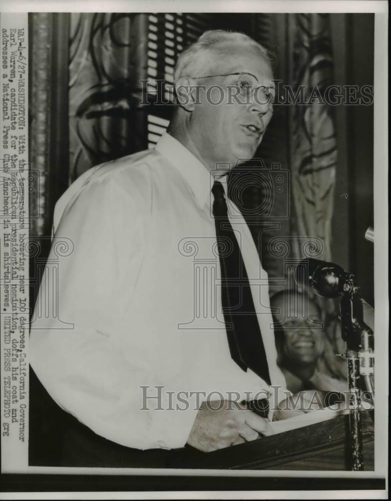 1927 Press Photo Washington California Governor Earl Warren, candidate for Pres. - Historic Images