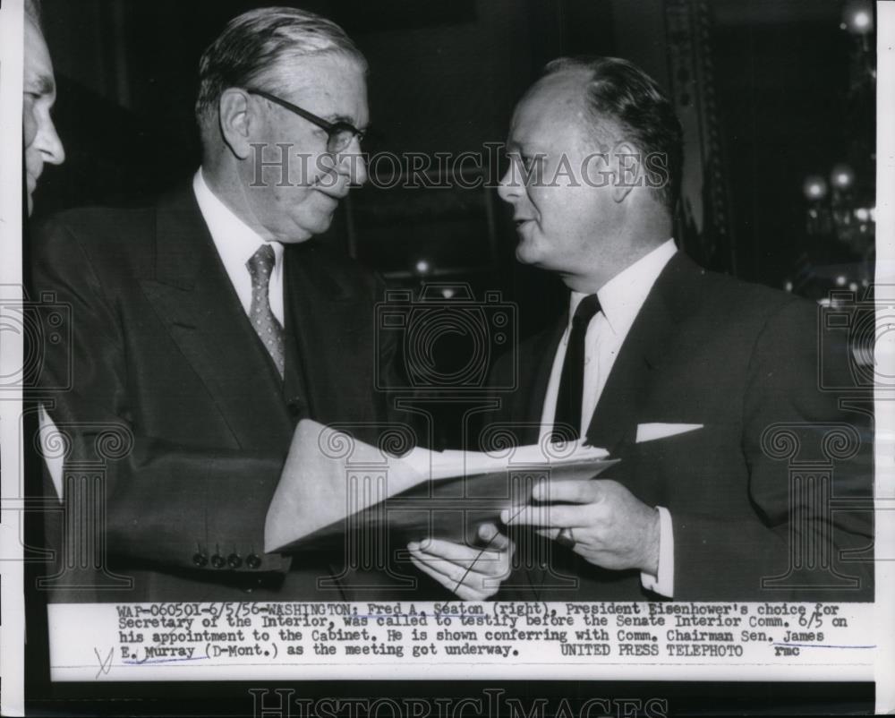 1956 Press Photo Fred Seaton and Senator James Murray - Historic Images