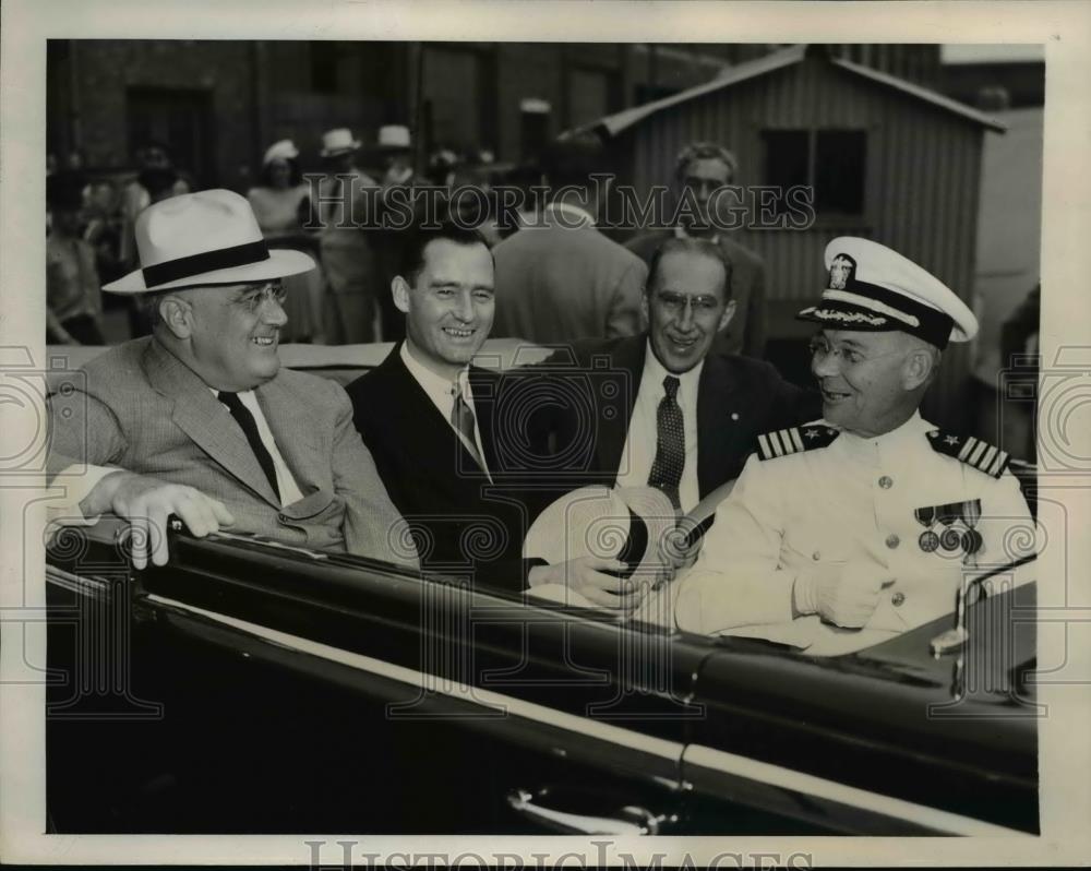 1940 Press Photo President Roosevelt, GovVanderbilt, Senator Green and T Withers - Historic Images