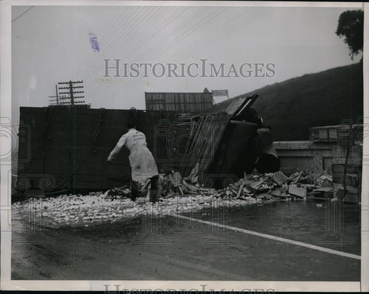 1936 Press Photo Auto truck collision killed Lucille Barber near Morgan Hill Ca. - Historic Images