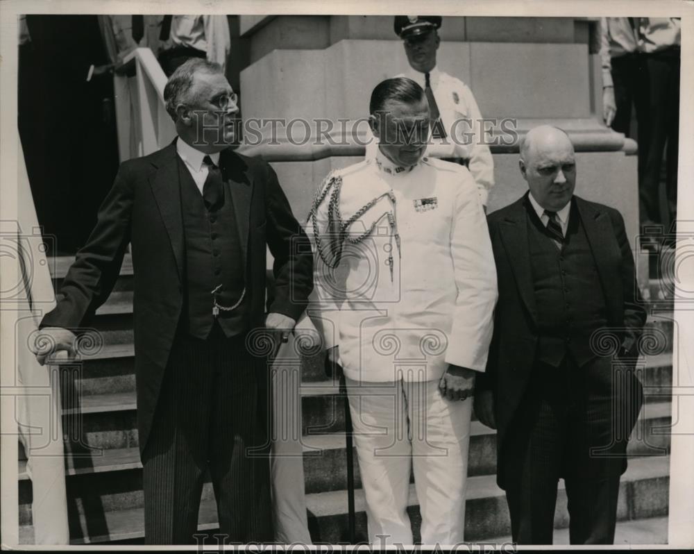 1936 Press Photo Pres Franklin D Roosevelt ,Col Ed Watson, Ken Romney in Wash DC - Historic Images