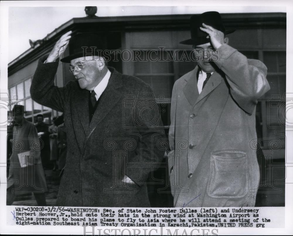 1956 Press Photo Secretary of State John Foster Dullas &amp; Undersecretary Hoover J - Historic Images