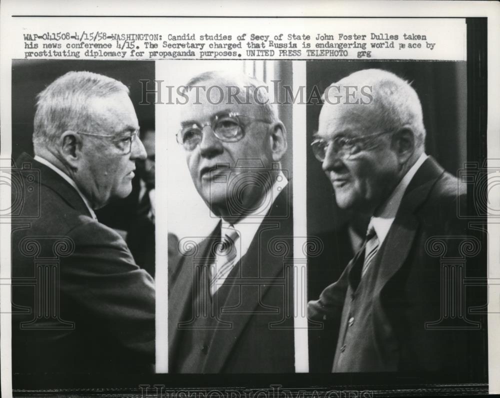 1958 Press Photo Secretary of State John Foster Dullas - Historic Images