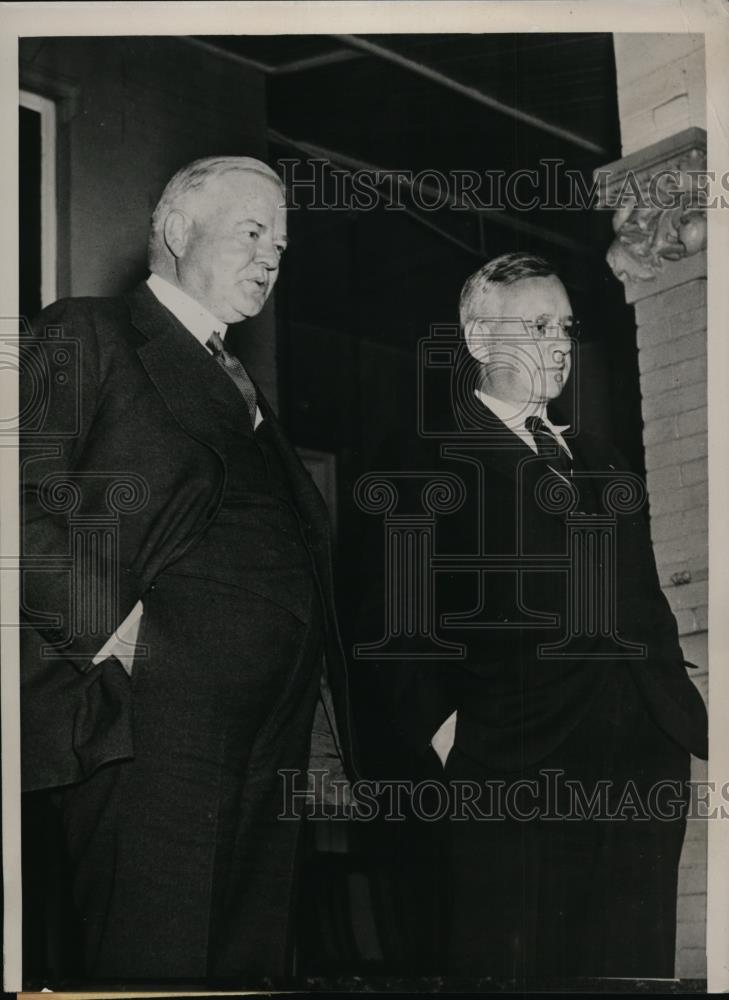 1936 Press Photo President Herbert Hoover, Kansas Governor Alf M. Landon - Historic Images