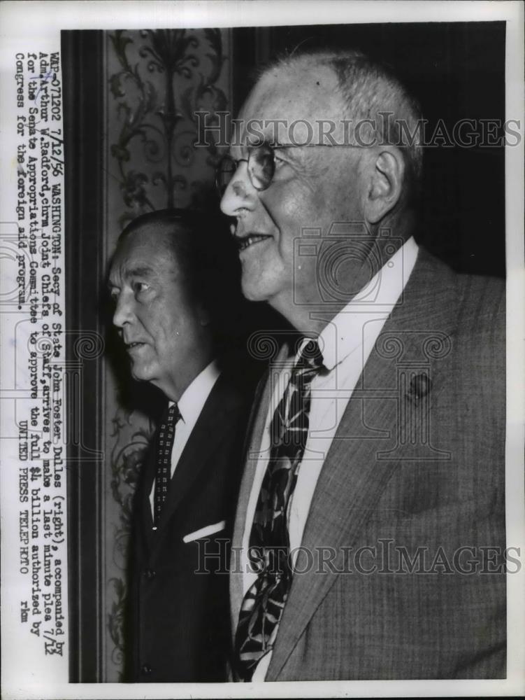 1956 Press Photo Secretary of State John Foster Dulles &amp; Arthur W Radford - Historic Images