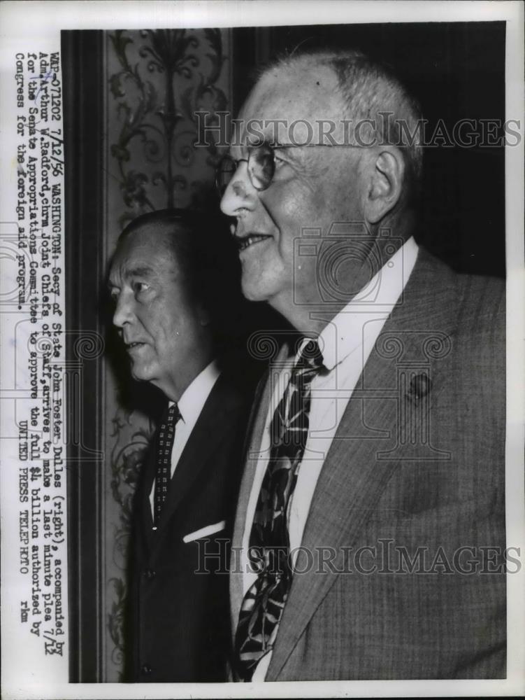 1956 Press Photo Secretary of State John Foster Dulles & Arthur W Radford - Historic Images