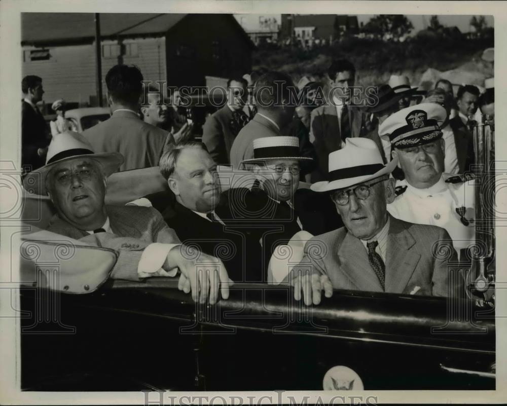 1940 Press Photo President Roosevelt, Gov Baldwin, Senator Maloney, L Spears - Historic Images