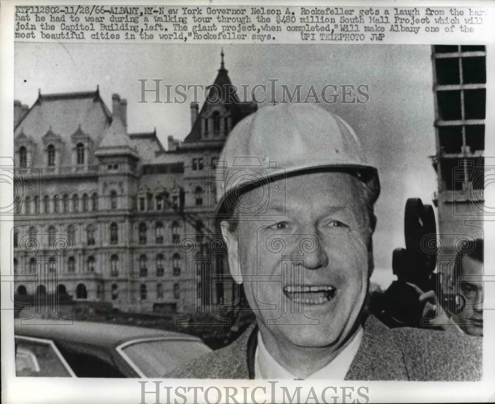 1966 Press Photo New York Governor Nelson A Rockefeller Tours South Mall Project - Historic Images