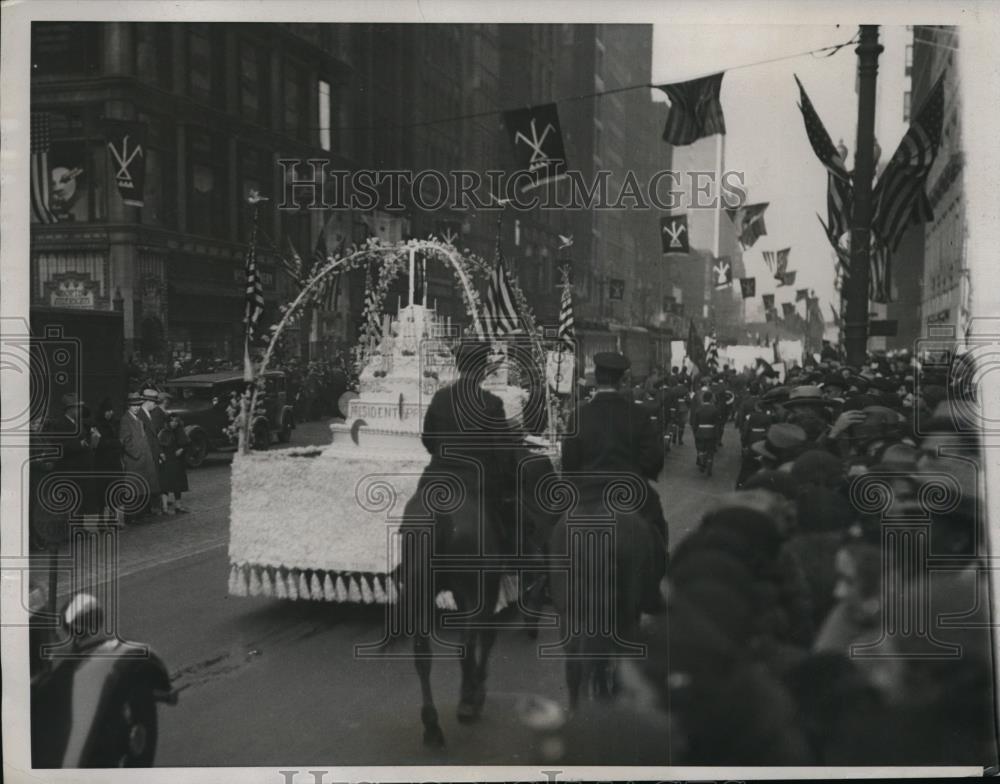 1934 Press Photo Chicago Throws Roosevelt Birthday Celebration With Parade - Historic Images