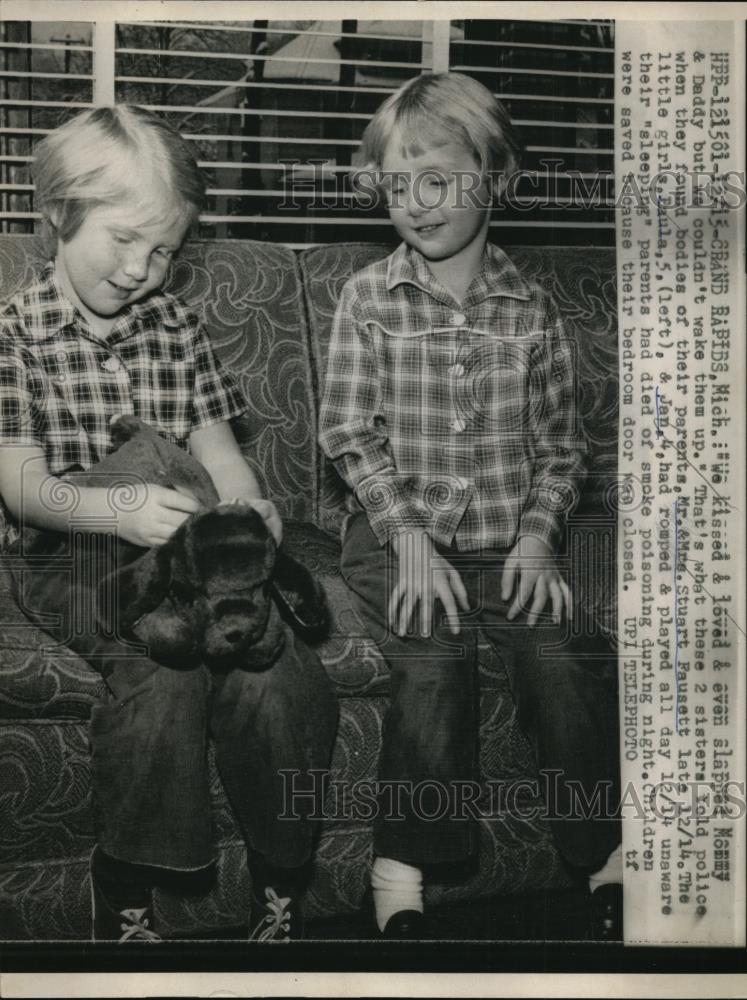 1958 Press Photo Mr &amp; Mrs Stuart Fausett&#39;s Little Girls Found Parents Killed - Historic Images