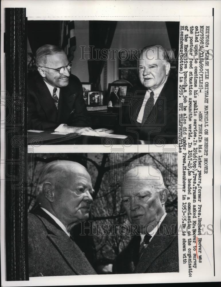 1964 Press Photo Former Pres. Herbert Hoover &amp; Pres. Eisenhower - Historic Images