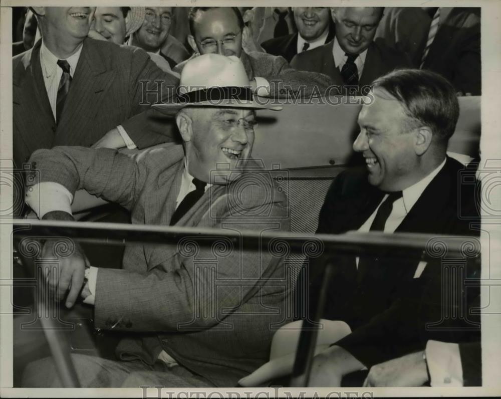 1940 Press Photo President Franklin D. Roosevelt, Governor Raymond E. Baldwin - Historic Images