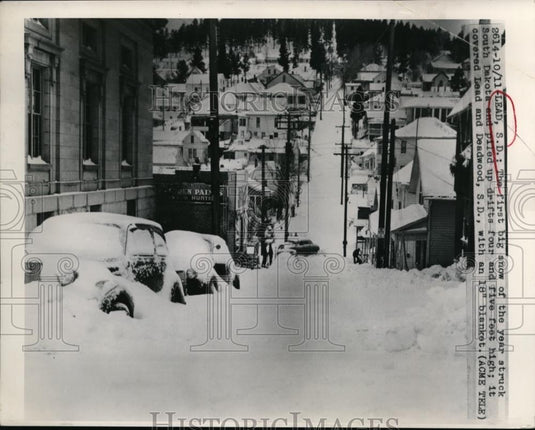 1948 Press Photo Lead S Dak first big snow drifts 4 & 5 feet deep - Historic Images