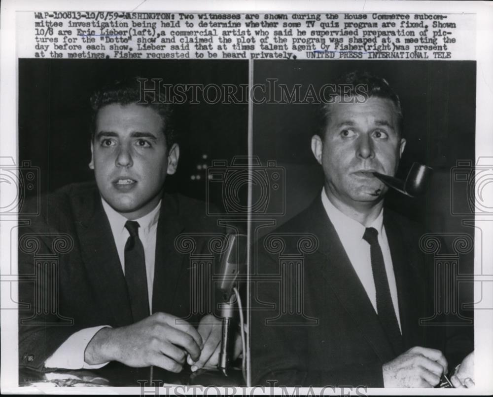 1959 Press Photo 2 Witnesses Are Shown During House Commerce Investigation - Historic Images