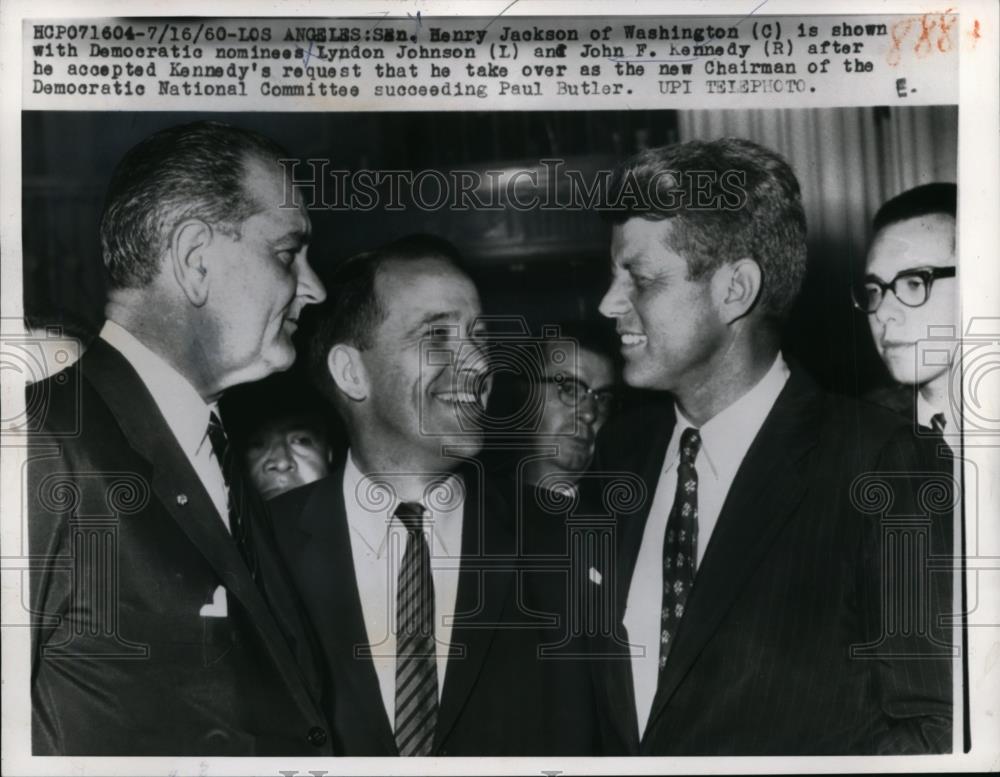 1960 Press Photo  L-R Sen Lyndon Johnson, Sen. Henry Jackson, and Sen. John F. - Historic Images